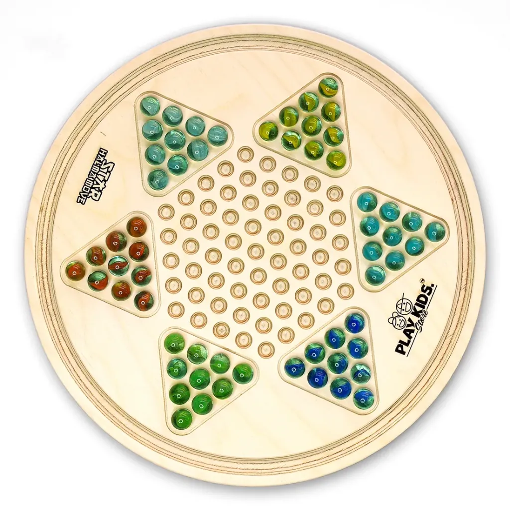 Star Halma Move Chinese Checker Board Games | Premium Wood Craftsmanship | Kids,Adults,Family|Interesting Mind Game For Home,Travel l Marble,Chess Set | Super Fun To Play Memory Games for All Ages