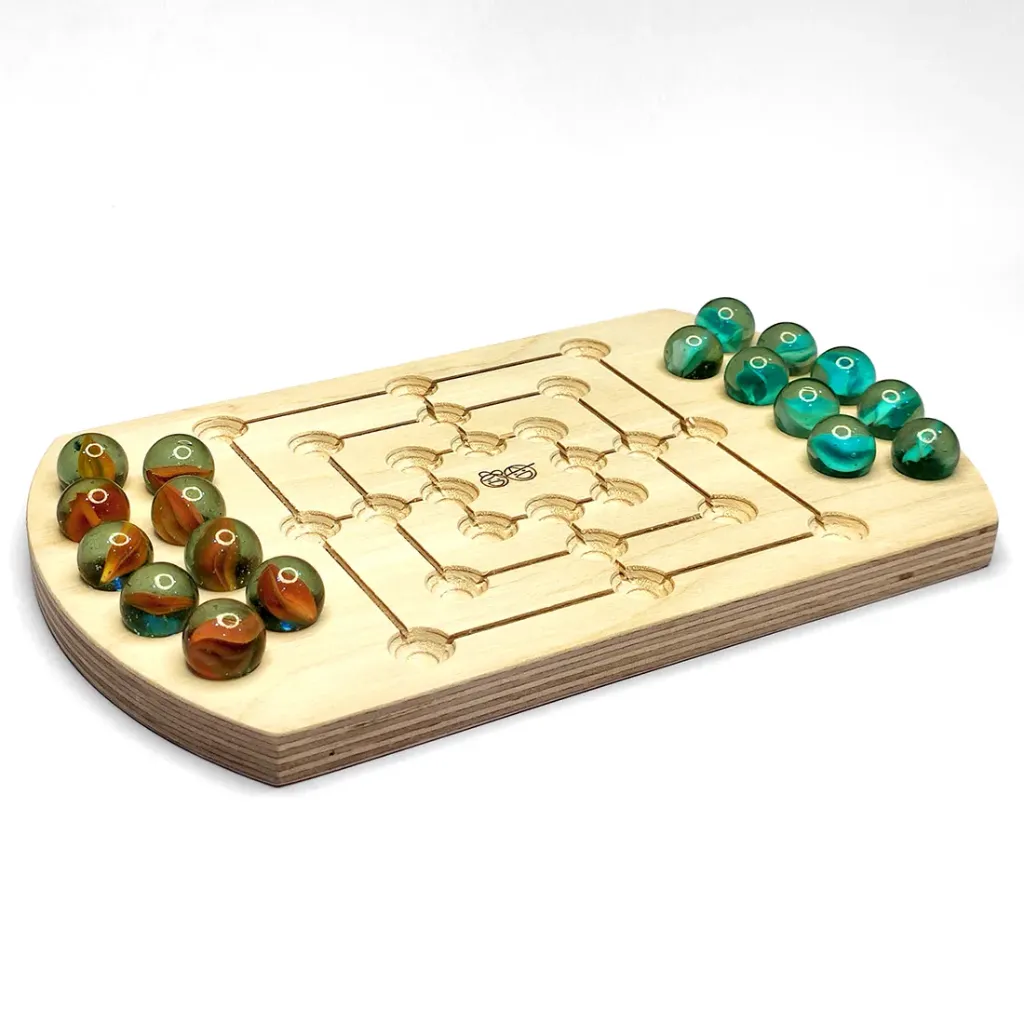 NAVAKANKARI | Navkukari | Nine Men Morris or Mills | Premium Plywood | 2 Players Table Top Wooden Board Game | Nine Pebbles | Saalu Mane Ata | Jodpi Ata | Char Par | Daadi | Gift Toy